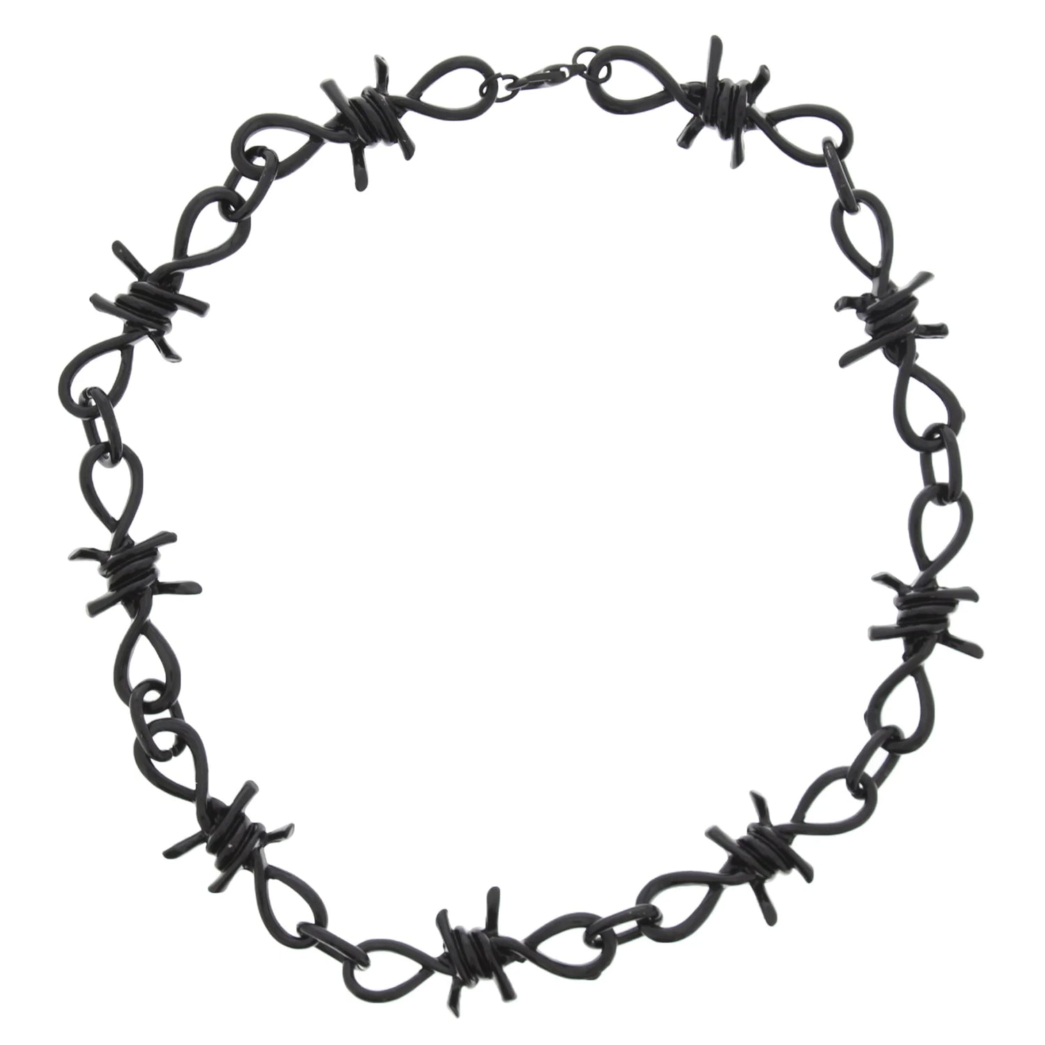 Barbwire Chain Necklace (Black or Silver)