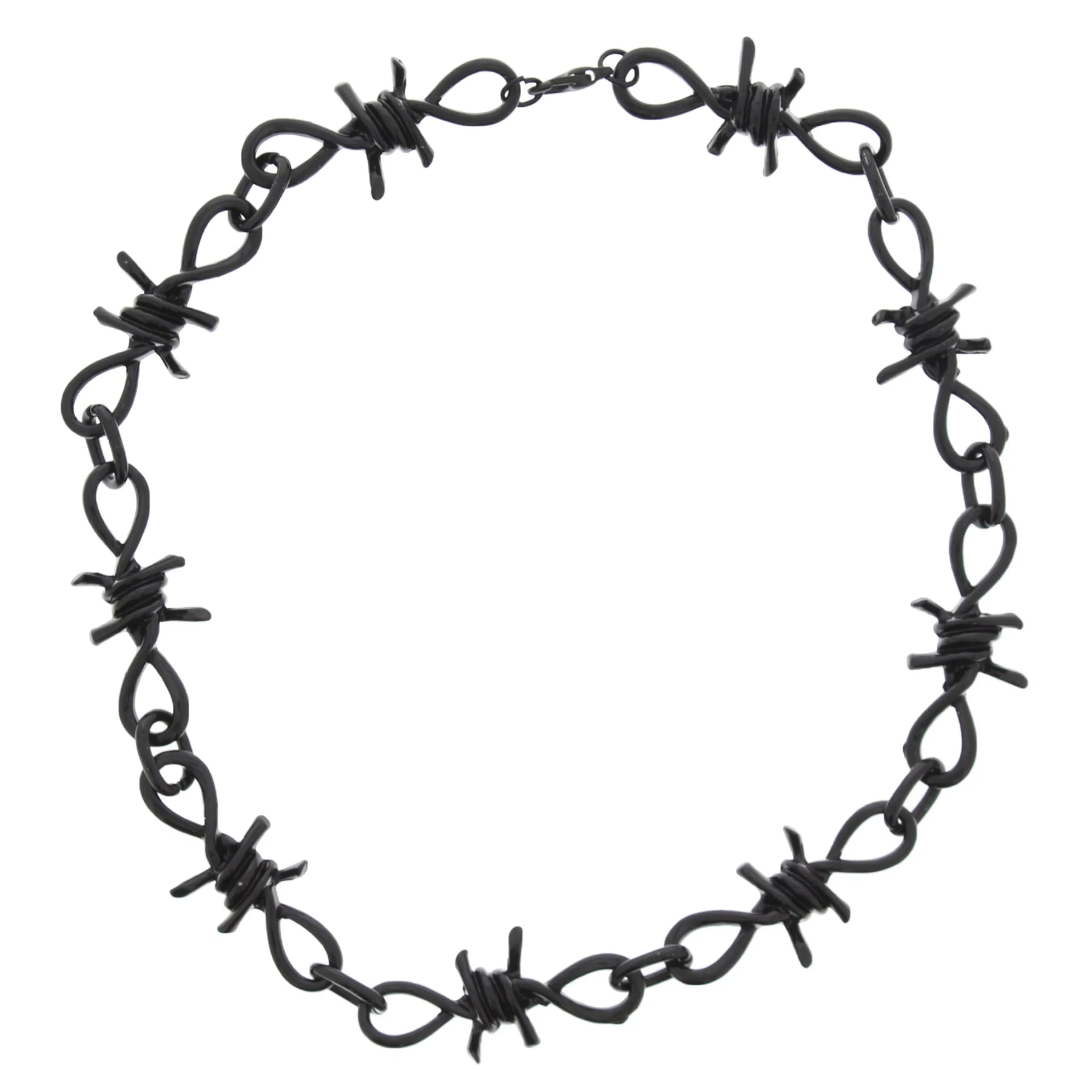 Barbwire Chain Necklace (Black or Silver)