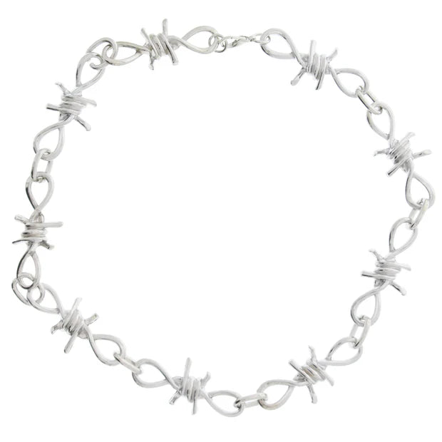 Barbwire Chain Necklace (Black or Silver)