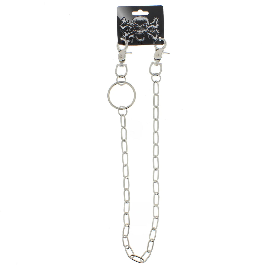 55cm Rhodium Large Oval Links Key Chain or Hip Chain (Silver)