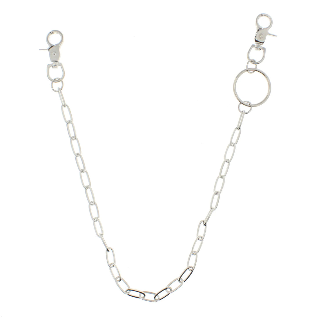 55cm Rhodium Large Oval Links Key Chain or Hip Chain (Silver)