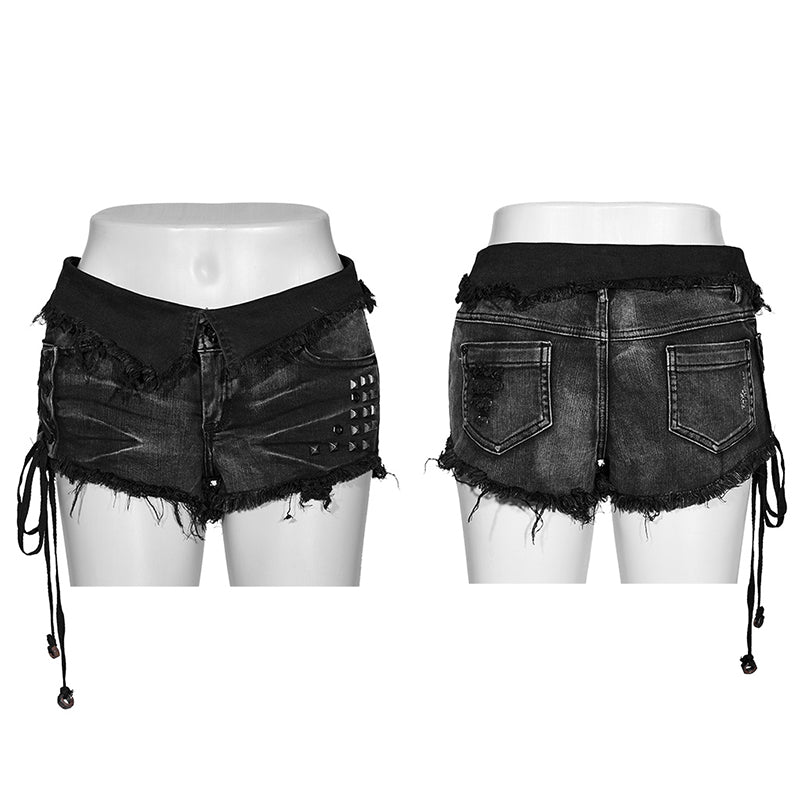 Rough Edges Pocket Openings Punk Denim Shorts (✦ Punk Rave) OPK-034ND