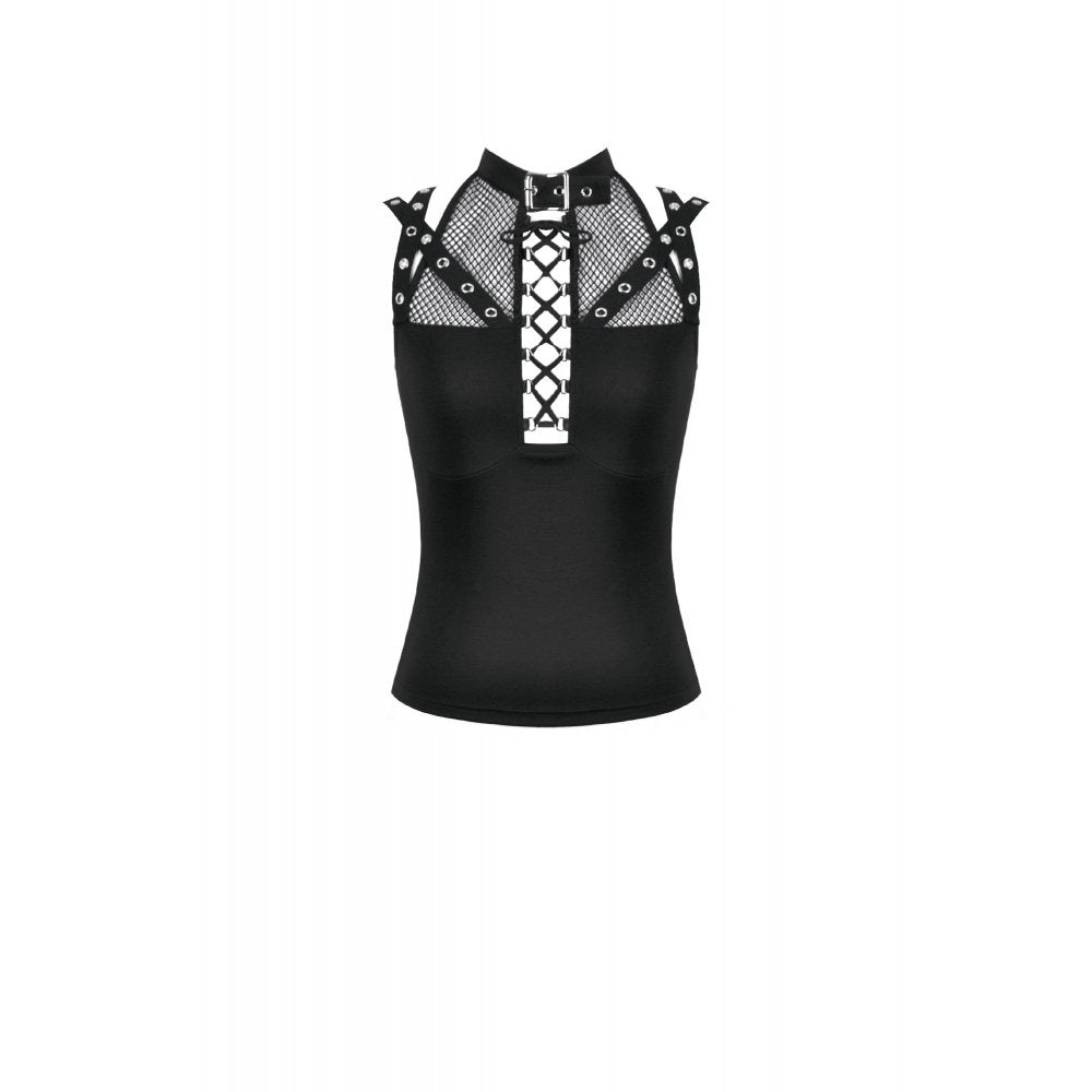 Dark Punk Mesh Strap Lace-Up Top (✦ Dark In Love) TW663