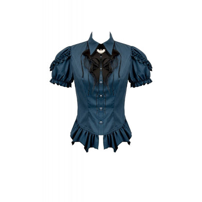 Gothic Academy Striped Puff-Sleeve Blouse (✦ Dark In Love) IW143