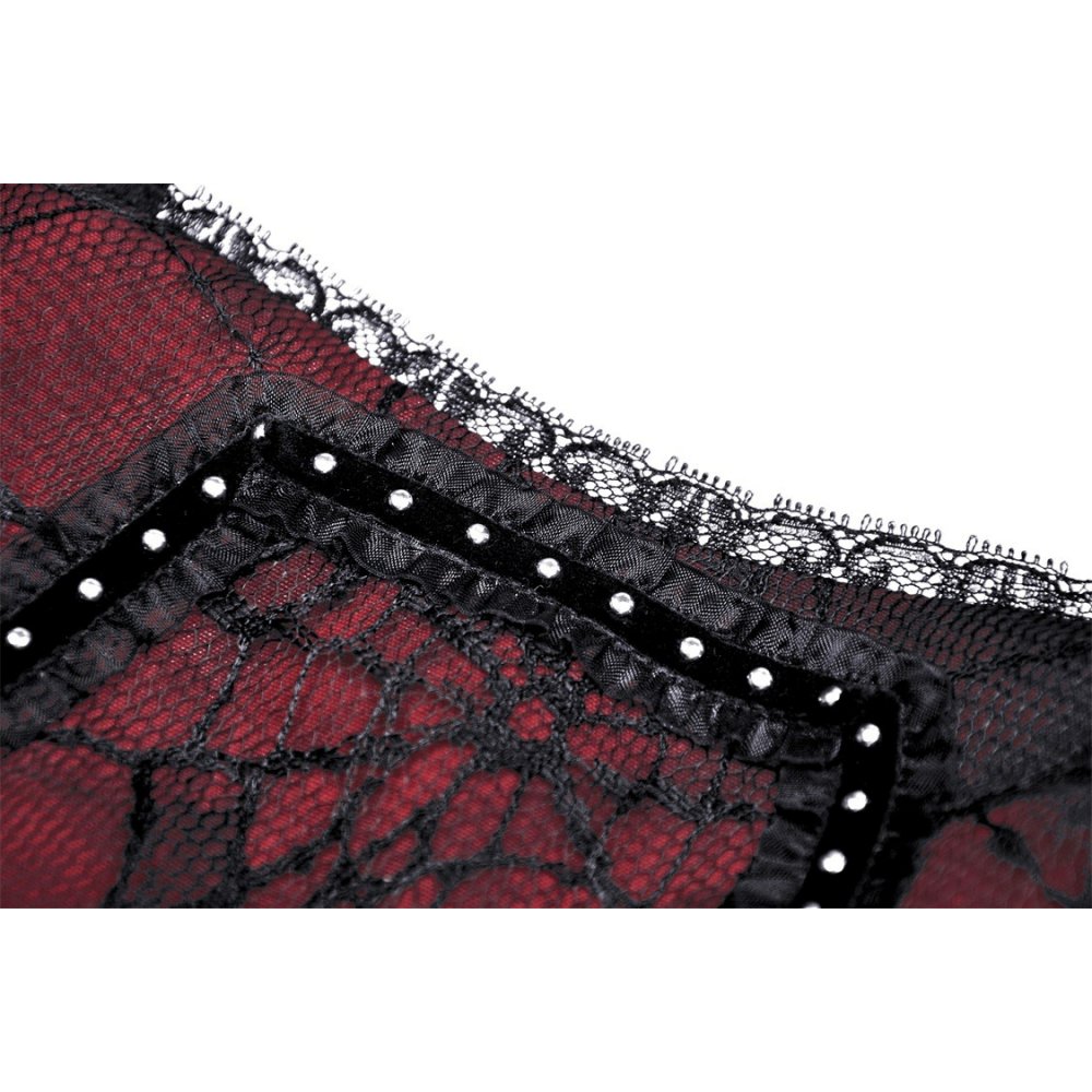 Gothic funeral dark red dead cross strap corset top (✦ Dark In Love) CW037