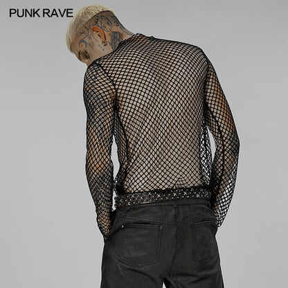 Punk Sexy Gauze Hollow Out T-Shirt (✦ Punk Rave) WT-756TCM