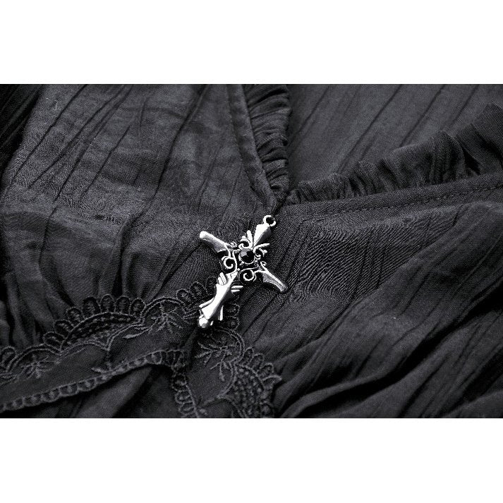 Black classic bell sleeve v-neck top (✦ Dark In Love) TW624