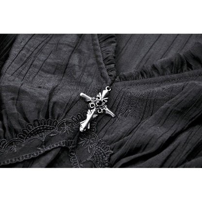 Black classic bell sleeve v-neck top (✦ Dark In Love) TW624