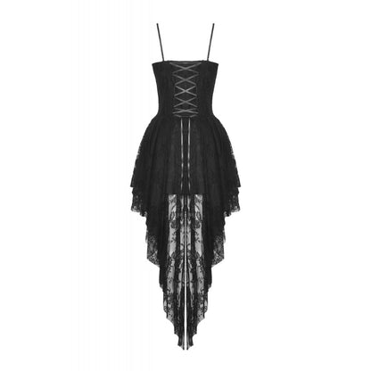 Gothic black rose bloom dovetail lace dress (✦ Dark In Love) DW937