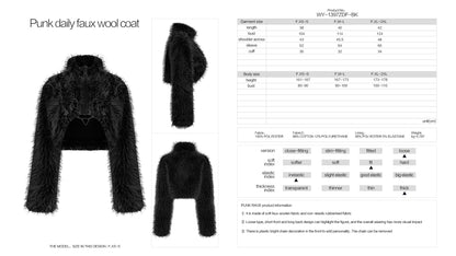 Punk Black Faux Fur Jacket (✦ Punk Rave) WY-1397ZDF - ONE-OFF/Einzelstück - Size Large