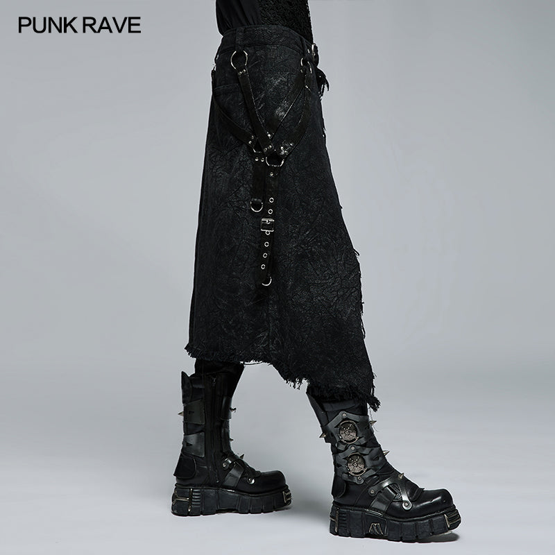 Goth Stylish Kilt (Black) (✦ Punk Rave) WQ-561BQM