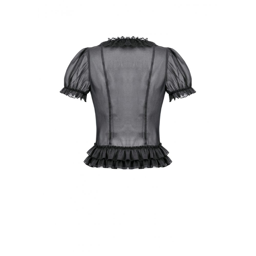 Black Sheer Ruffle Blouse (✦ Dark In Love) IW141