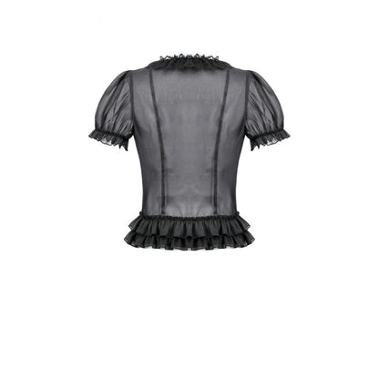 Black Sheer Ruffle Blouse (✦ Dark In Love) IW141