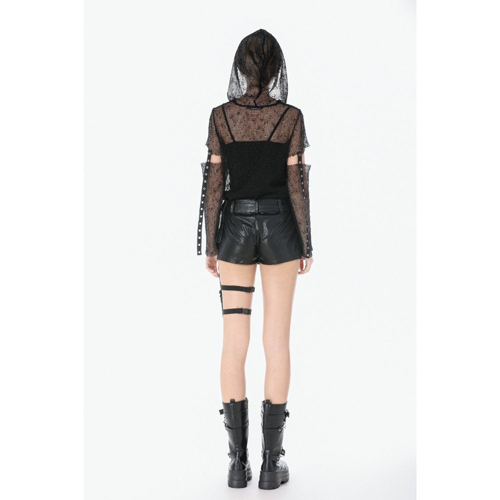 Low-Waist Tactical Punk Skirt-Pants with Asymmetric Pleated Belt (✦ Dark In Love) PW148