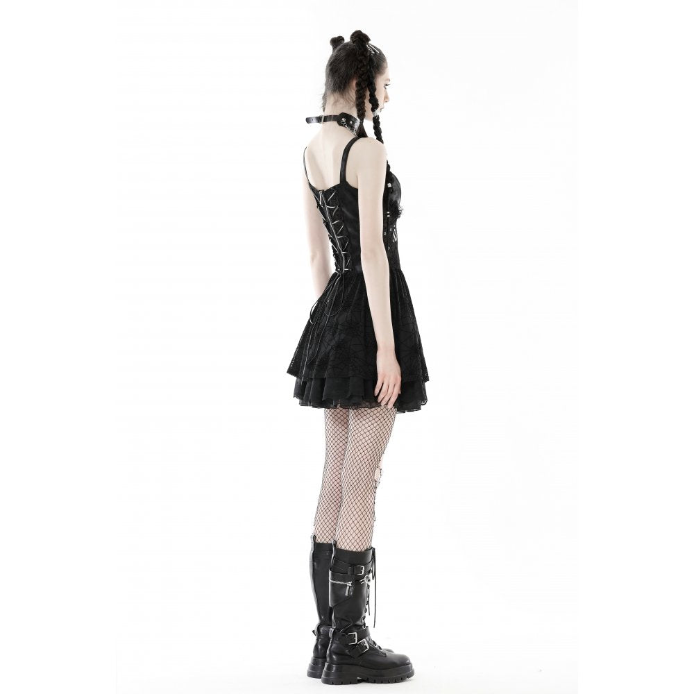 Punk spider mesh sexy see-though strap dress (✦ Dark In Love) 