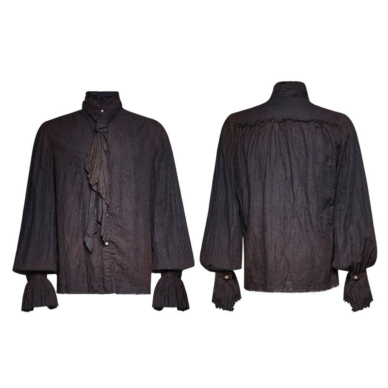 Punk Noble Linen Men Shirt (Black) (✦ Punk Rave) Y-714-BK