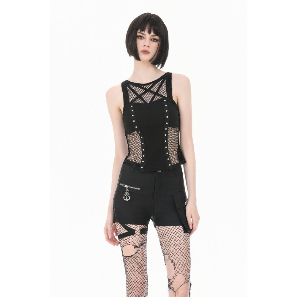 Top with Pentagram Mesh Inlay (✦ Dark In Love) TW706