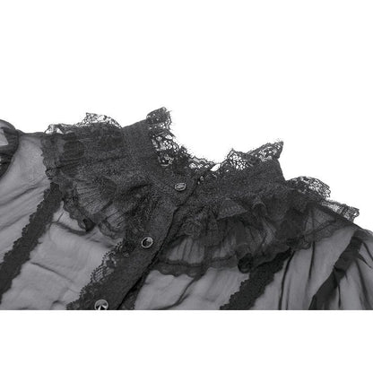 Sheer Lace Ruffle Blouse (✦ Dark In Love) IW142