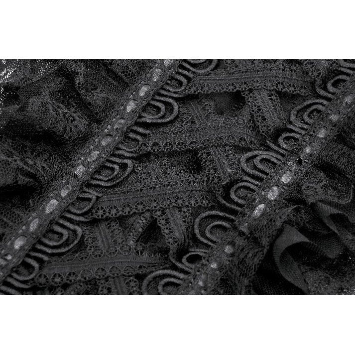 Gothic Off-Shoulder Lace Top with Floral Trim (✦ Dark In Love)