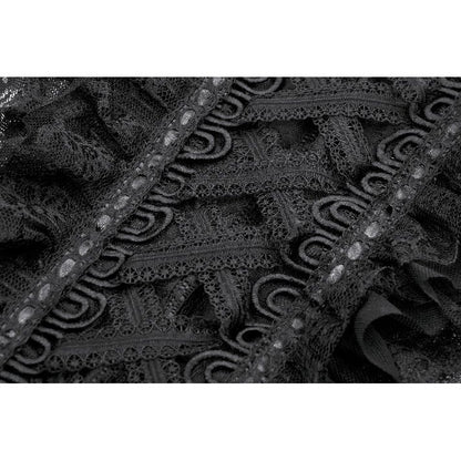 Gothic Off-Shoulder Lace Top with Floral Trim (✦ Dark In Love)