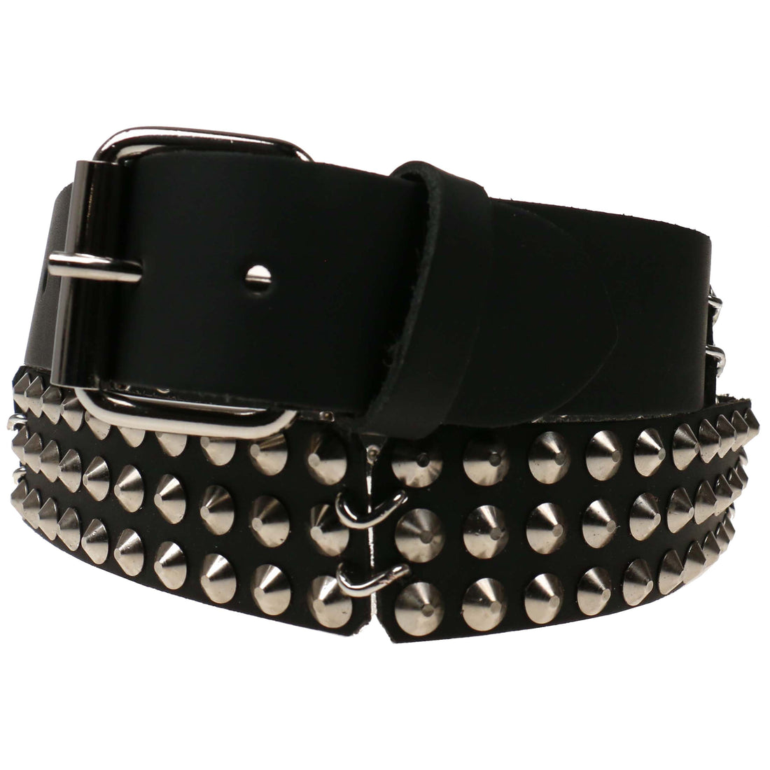 Leather Belt: 3 Row Conical Joined