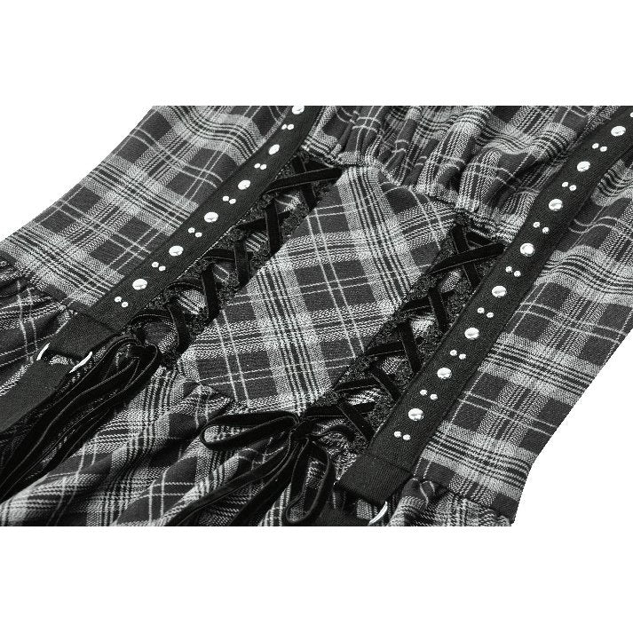 Punk Grey Plaid Metal Studded Dress (✦ Dark In Love) (Top not included)