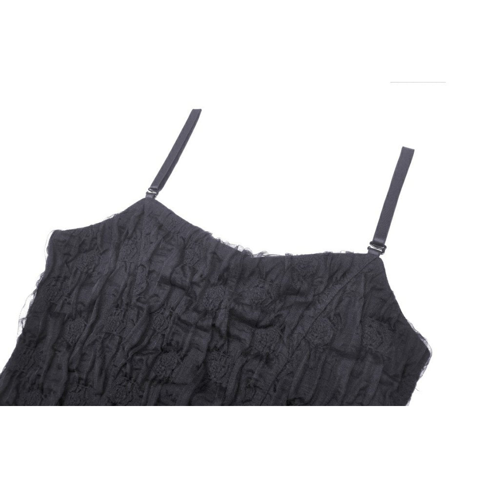 Gothic ghost frilly lace high low strap dress (✦ Dark In Love)