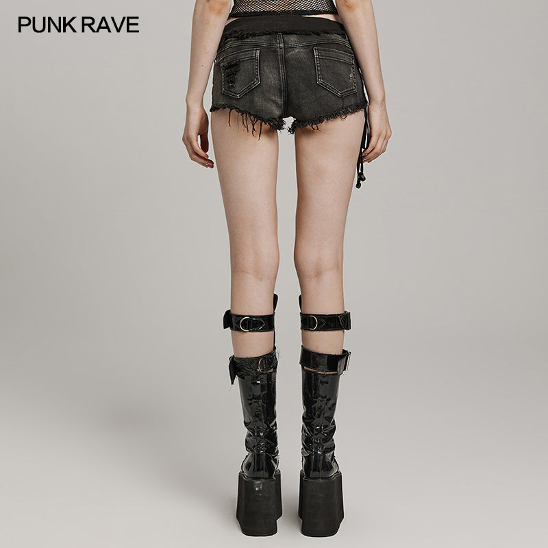 Rough Edges Pocket Openings Punk Denim Shorts (✦ Punk Rave) OPK-034ND