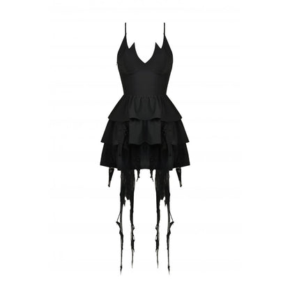 Devil cool high low layered strap dress (✦ Dark In Love)