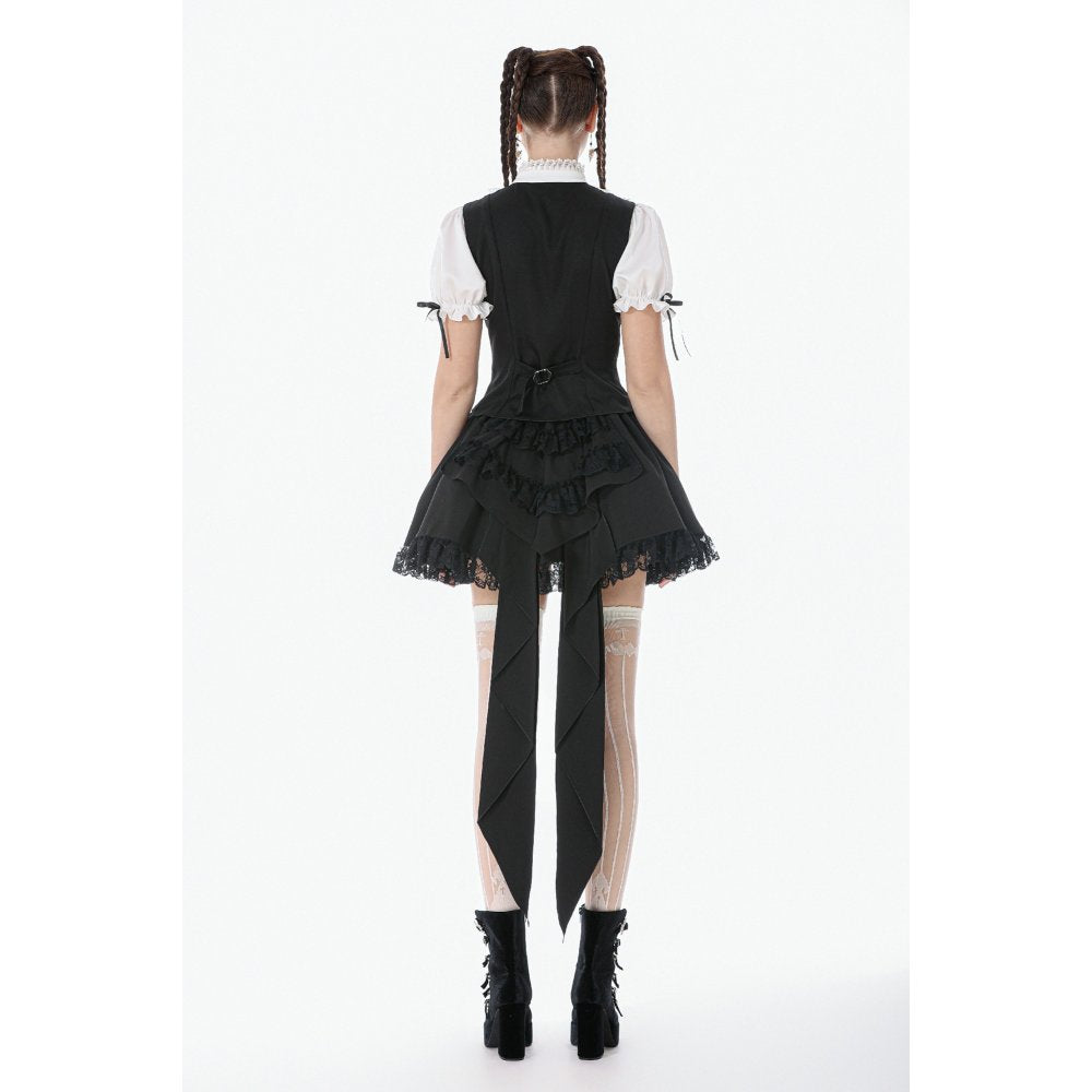 Court-Style Black White Lace Blouse (✦ Dark In Love) tw677