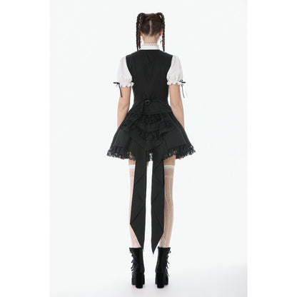 Court-Style Black White Lace Blouse (✦ Dark In Love) tw677