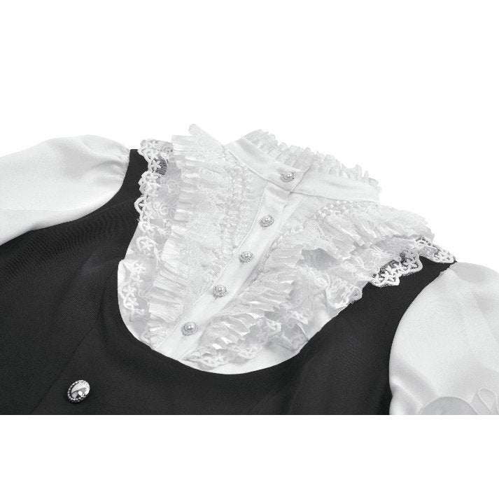 Court-Style Black White Lace Blouse (✦ Dark In Love) tw677