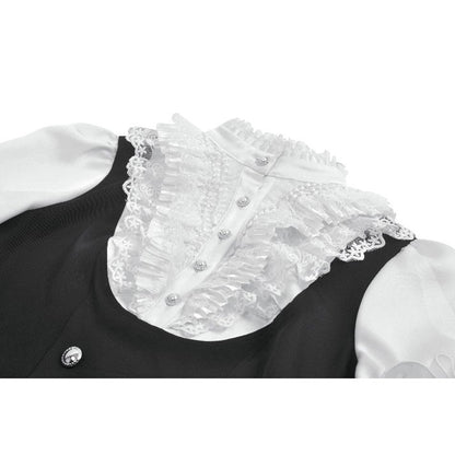 Court-Style Black White Lace Blouse (✦ Dark In Love) tw677