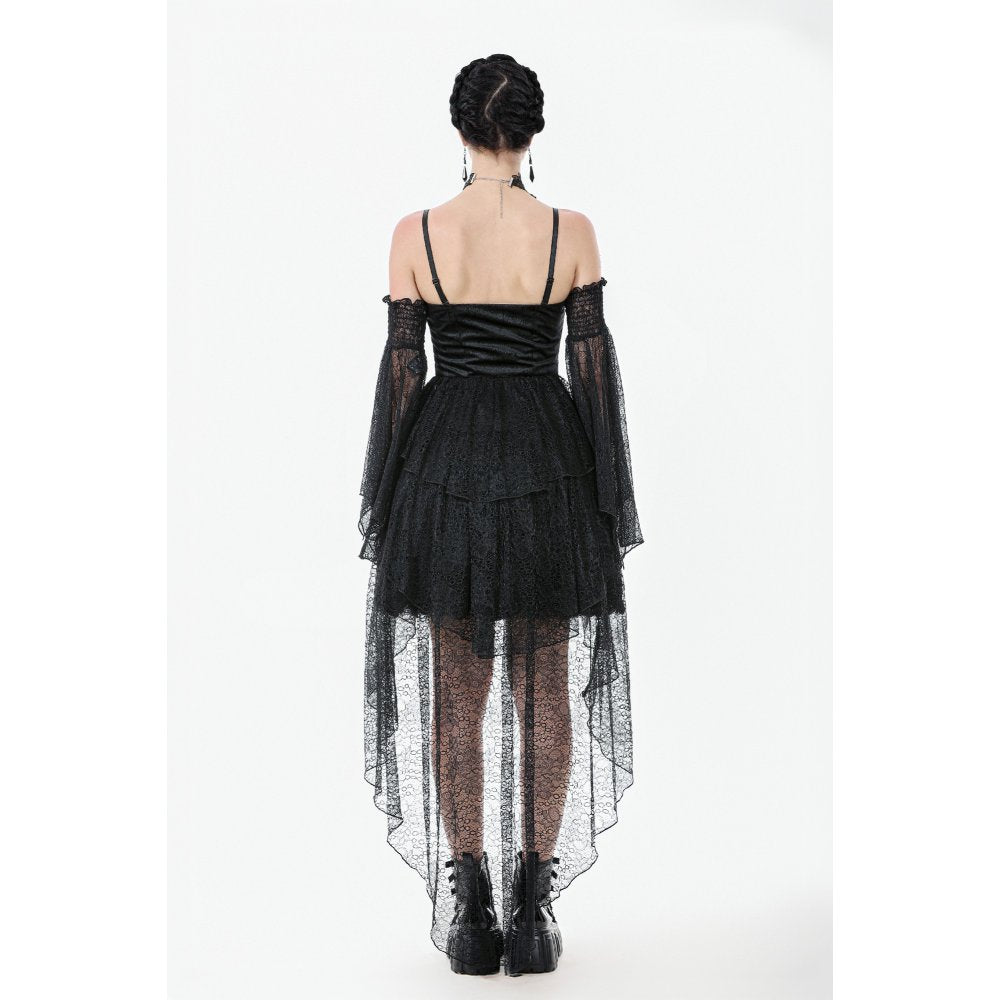 Dark Swan Layered Lace Tail Dress (✦ Dark In Love) DW1097
