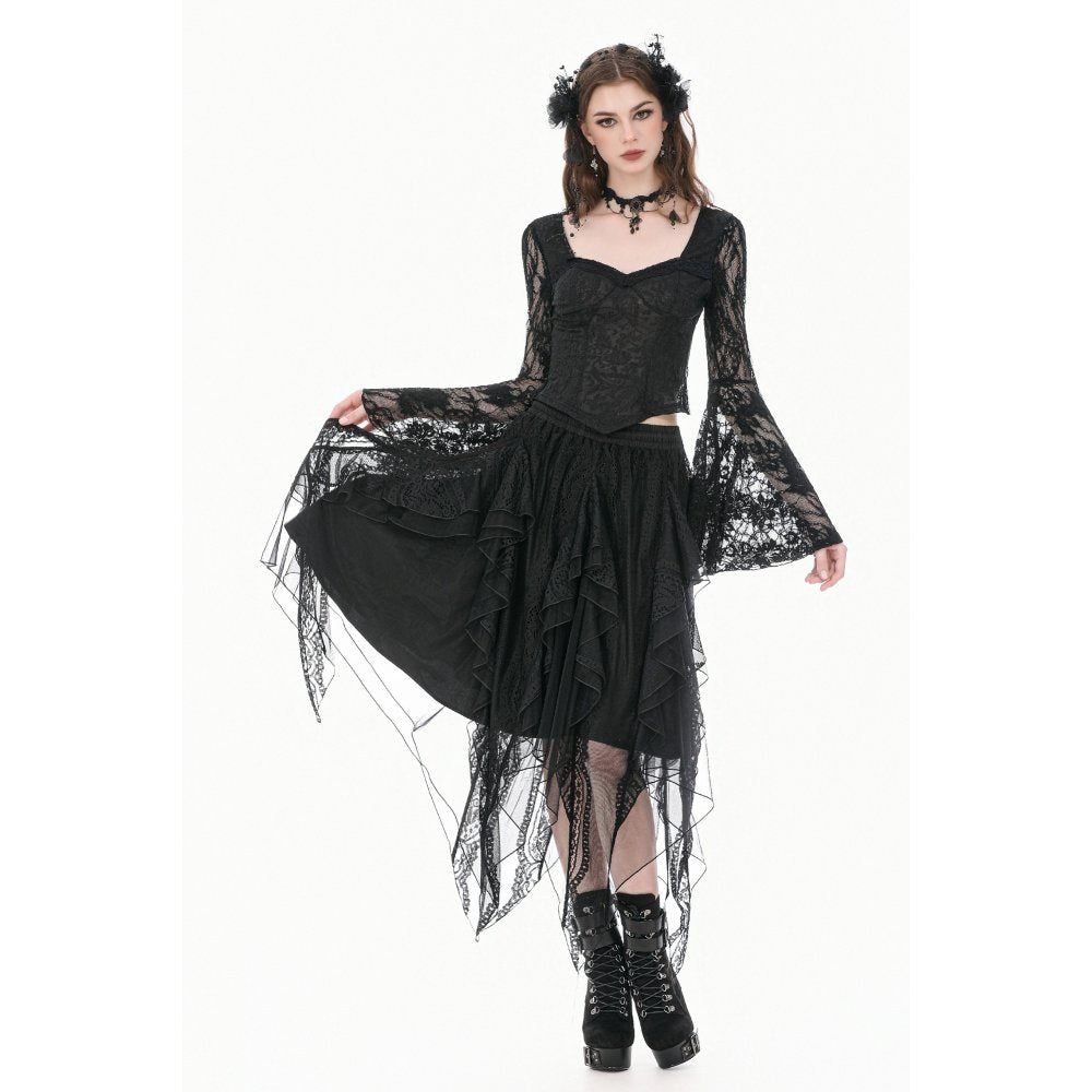 Gothic Shadow Mist Layered Mesh Long Skirt(✦ Dark In Love) KW440