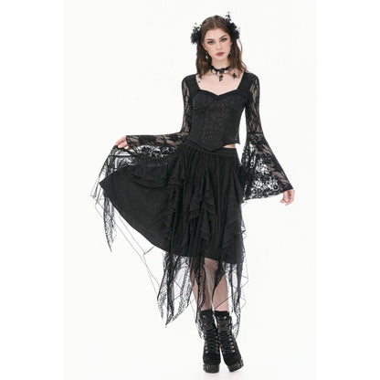 Gothic Shadow Mist Layered Mesh Long Skirt(✦ Dark In Love) KW440