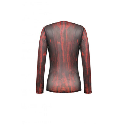 Black and Red Tie-Dye Mesh Versatile Basic Top (✦ Dark In Love) TW620