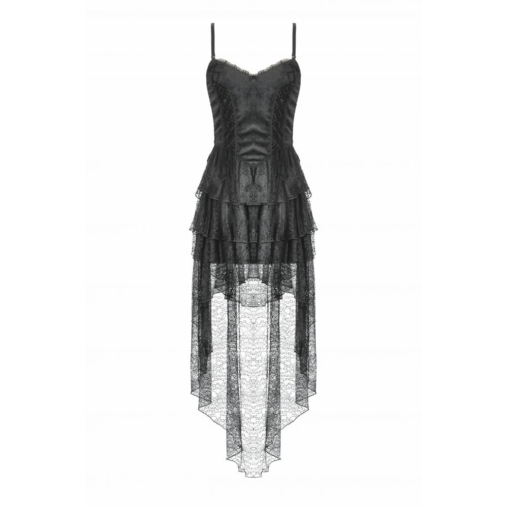 Dark Swan Layered Lace Tail Dress (✦ Dark In Love) DW1097