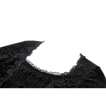 Gothic luxe lace-trim pattern velvet dress (✦ Dark In Love)