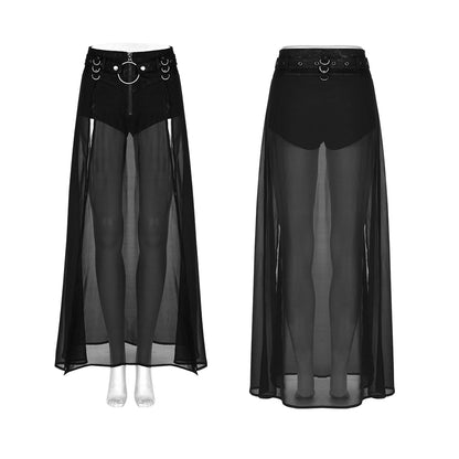 Fake two-pieces chiffon half skirt (✦ Punk Rave) WQ-494DQF