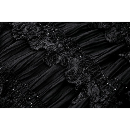 Gothic luxe lace-trim pattern velvet dress (✦ Dark In Love)