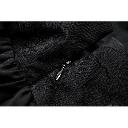 Gothic heart embroidered black maxi skirt (✦ Dark In Love) KW345