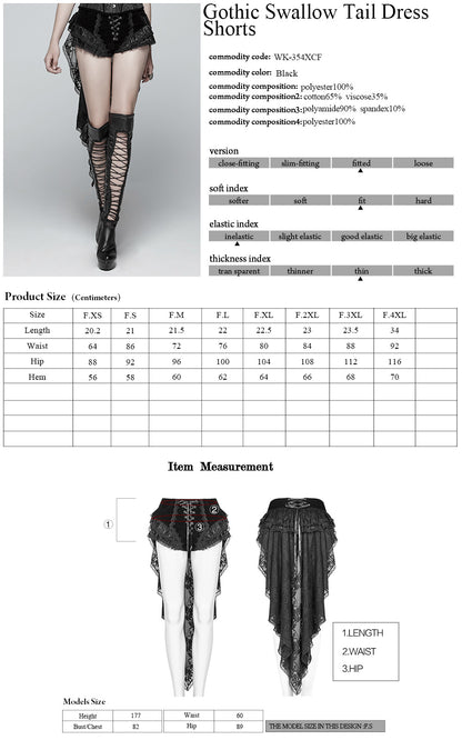 Gothic Swallow Tail Dress Short (✦ Punk Rave) WK-354XDF
