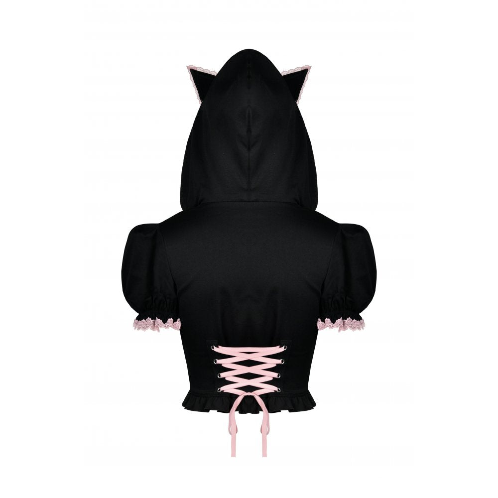 Alternative Fashion Cat-Ear Zipper Top (✦ Dark In Love) BW108