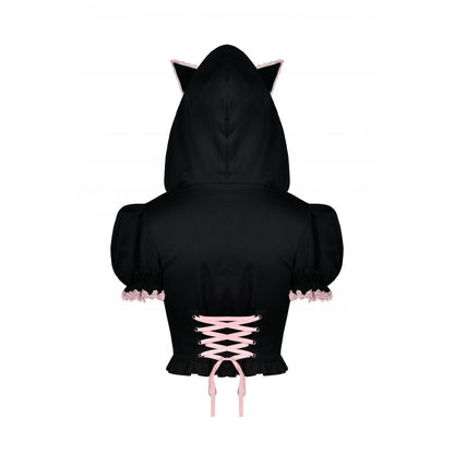Alternative Fashion Cat-Ear Zipper Top (✦ Dark In Love) BW108