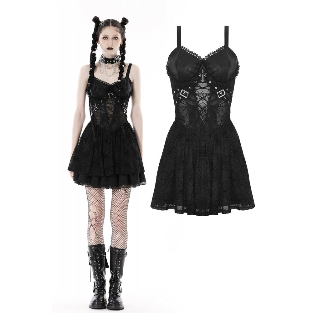 Punk spider mesh sexy see-though strap dress (✦ Dark In Love) 