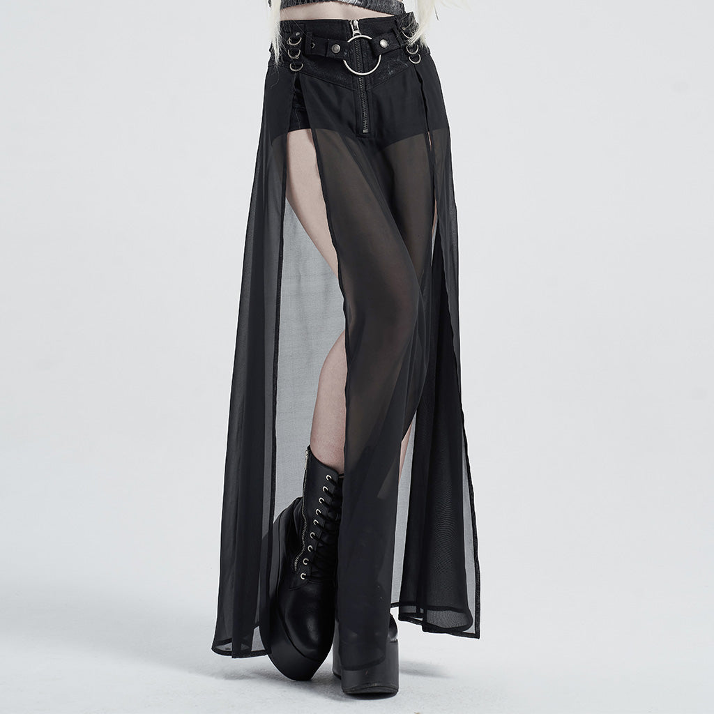 Fake two-pieces chiffon half skirt (✦ Punk Rave) WQ-494DQF