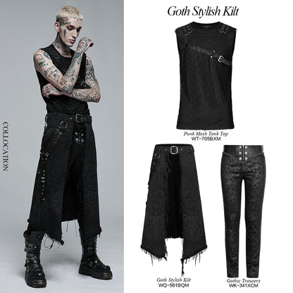 Goth Stylish Kilt (Black) (✦ Punk Rave) WQ-561BQM