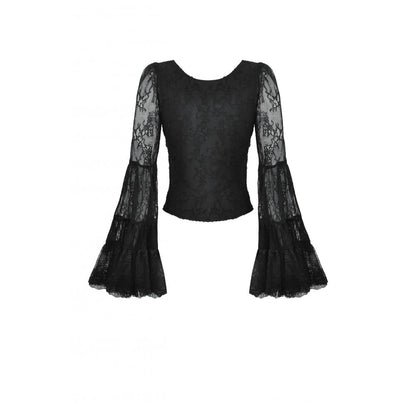 Gothic Romantic Lace Patchwork Bell-Sleeve Layered Cuff Top (✦ Dark In Love) TW607