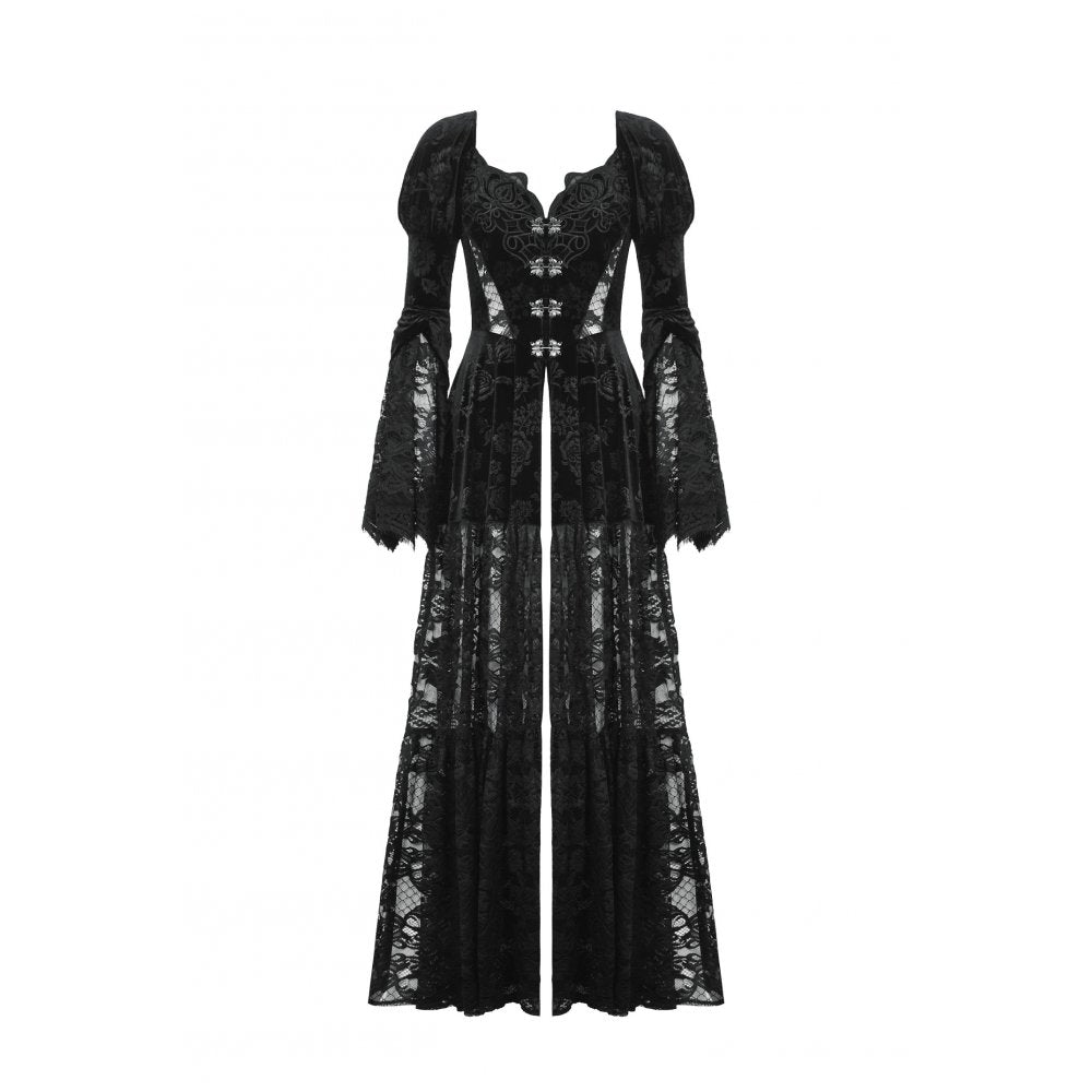 Gothic Embossed Velvet and Lace Long Outwear (✦ Dark In Love) JW273